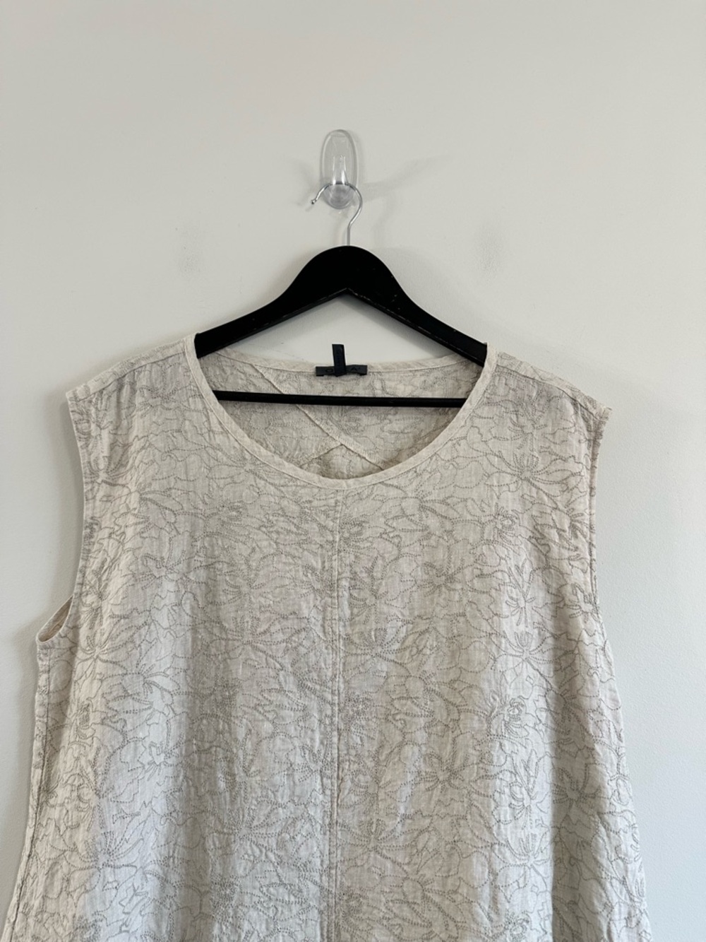 Oska Stitch Embroidered 100% Linen Sleeveless Midi Dress Size 1 (6-8) Neutral - Picture 11 of 14
